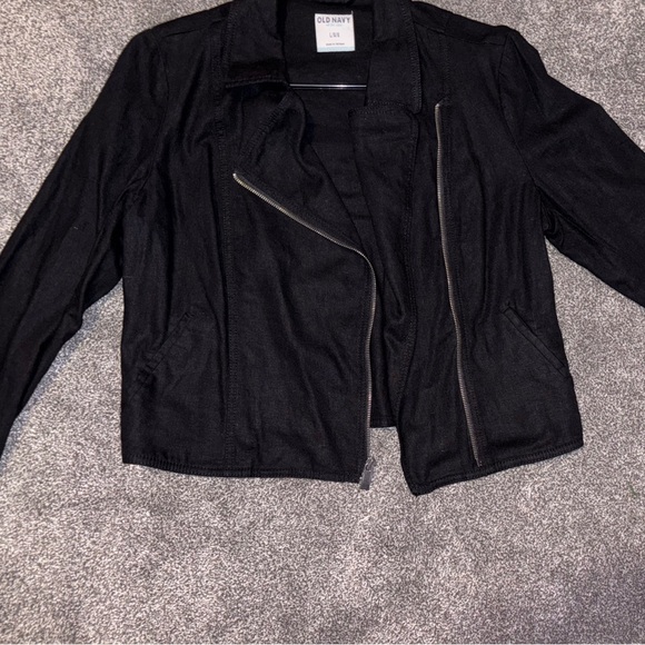 OLD NAVY BLACK LINEN BLAZER MOTO 🧥 JACKET —
LG. - Picture 4 of 8